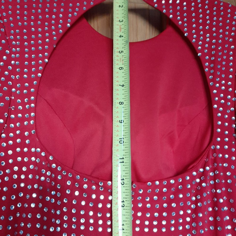 Full length solid Red with Rhinestones Gown - Picture 15 of 16